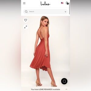 Troulos Rust Red Lace-Up Midi Dress